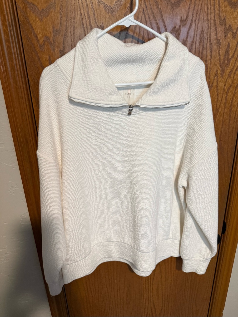 CALIA by Carrie Underwood Cream Cowl Quarter-Zip Sweater